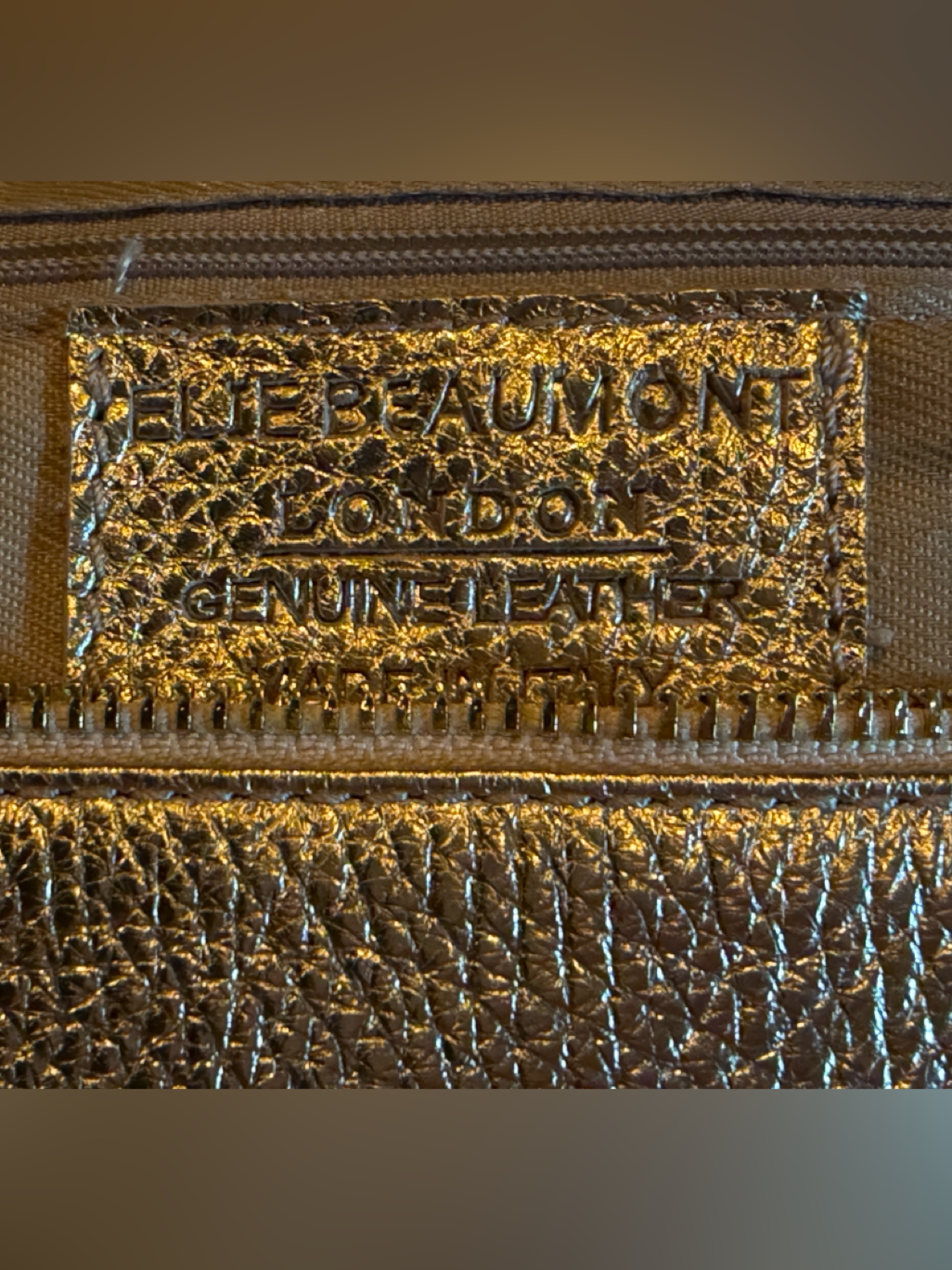 Like New! Elie Beaumont Regular Sling Bag Gold Metallic With 2 Extra Straps — image 7 of 8